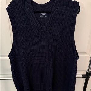 Abercrombie & Fitch Navy Oversized Fit V-Neck Sweater Vest